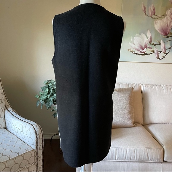 Talbots Wool Blend Buffalo Plaid Long Vest in Black,  White and Gray - Picture 8 of 16